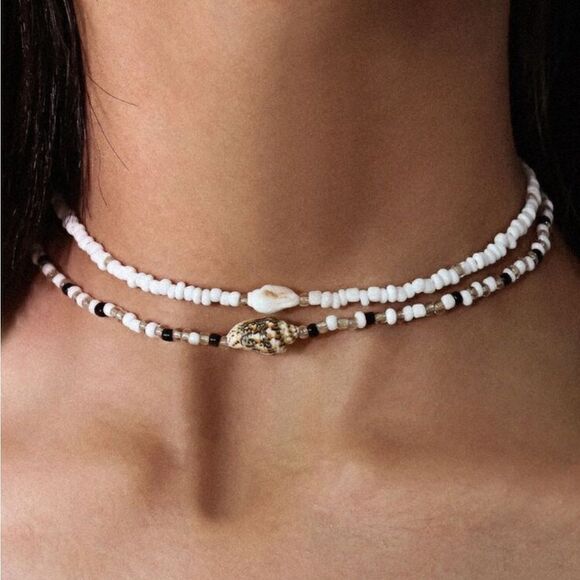 Beaded seashell necklace S648 - Picture 1 of 4